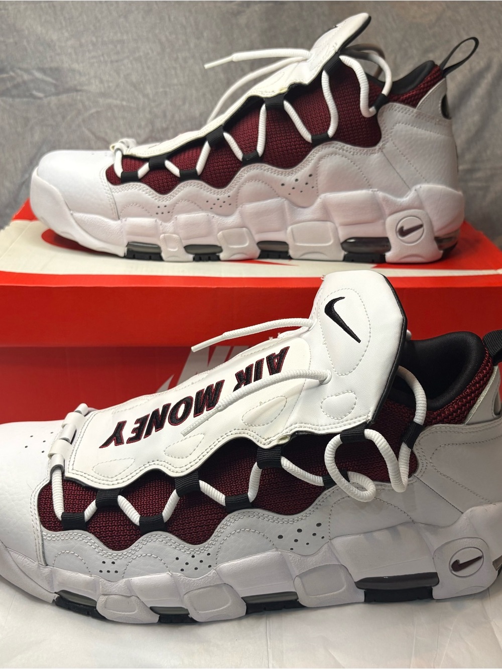 Nike Air More Money Mo' Money AJ2998-100 White/Black/Team Red Men Sz 13 Used